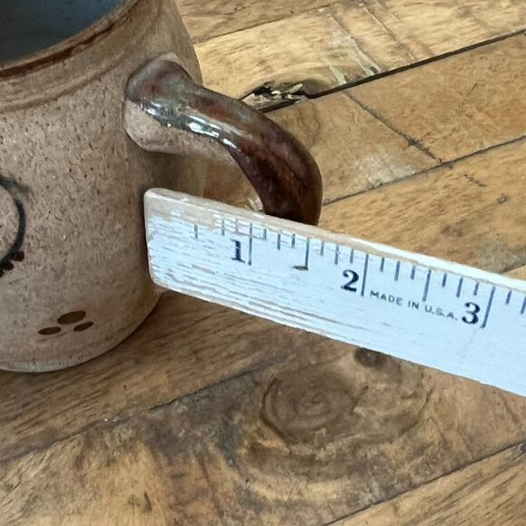 Vintage Mexican Folk Art Pottery Tonala Sand Mug Floral Design Signed - Picture 9 of 12